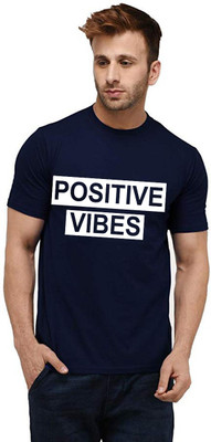 Aseria Printed Men Round Neck Dark Blue T-Shirt