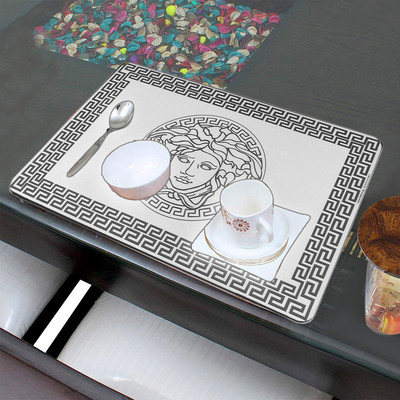 CASA FURNISHING Rectangular Pack of 6 Table Placemat(Silver, White, PVC)