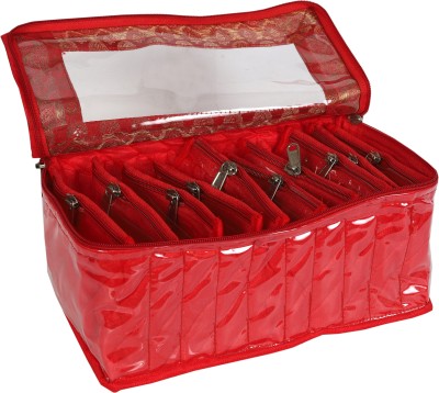 Fancy Walas Makeup Kit Jewellery Organizer Jewellery Kit, Makeup Kit, Jewellery Organizer, Jewellery Boxes with 10 Transparent Pouches Vanity Box(Red)