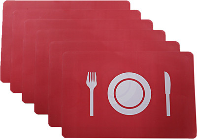 KUBER INDUSTRIES Rectangular Pack of 6 Table Placemat(Red, PVC)