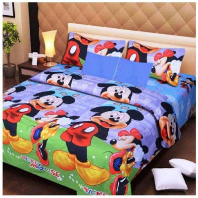 pitit custon 150 TC Polycotton Double Printed Flat Bedsheet(Pack of 1, Blue)