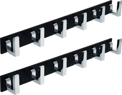 Flaner Bathroom Cloth Hooks Hanger Door Wall Bedroom Bathroom Robe Hooks Rail for Hanging Keys,Clothes,Towel Steel Hook Hook Rail 6(Pack of 2)