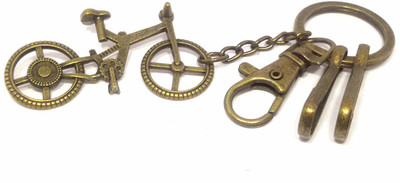 BORING Gold Chrome Plated Retro Cycle Bike Bicycle Key Chain Ring Key Chain