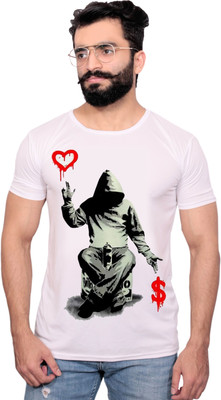 NITYANAND CREATIONS Printed Men Round Neck White T-Shirt