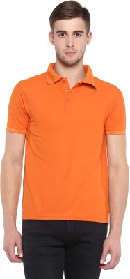 American Crew Solid Men Polo Neck Orange T-Shirt