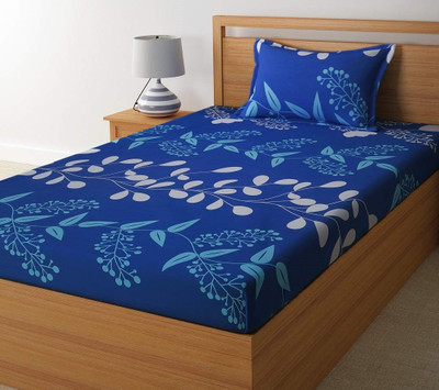 Supreme Home Collective 104 TC Microfiber Single Printed Flat Bedsheet(Pack of 1, Blue)