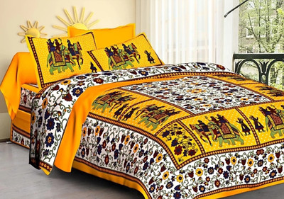 Aashna 144 TC Cotton Double Printed Flat Bedsheet(Pack of 1, Multicolor)