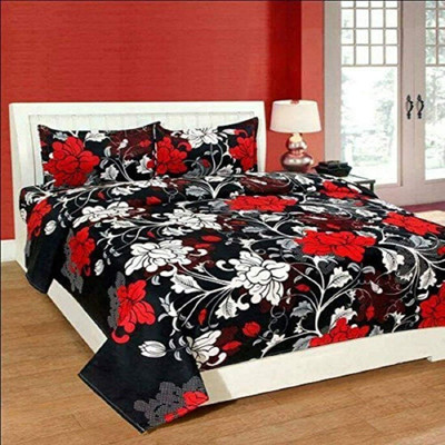 pitit custon 150 TC Polycotton Double Printed Flat Bedsheet(Pack of 1, Black)