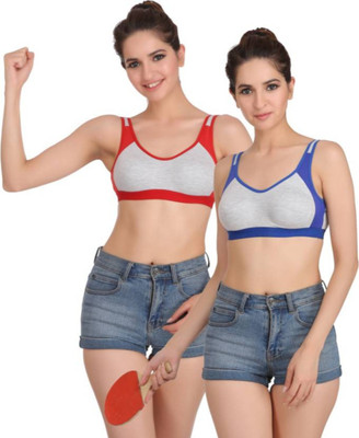 Apraa & Parma Sports Women Sports Non Padded Bra(Blue, Pink, Grey)