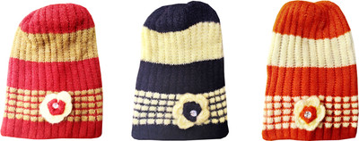 window shop Printed Beanie Cap(Pack of 3)