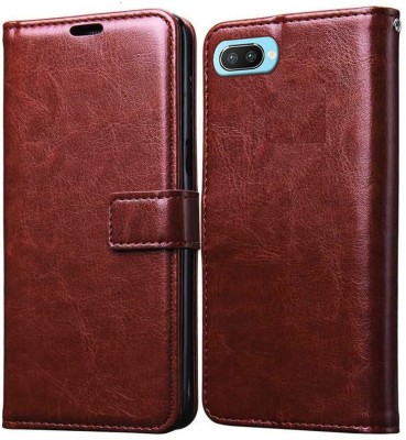 COVERNEW Flip Cover for Realme C1(Brown, Grip Case, Pack of: 1)