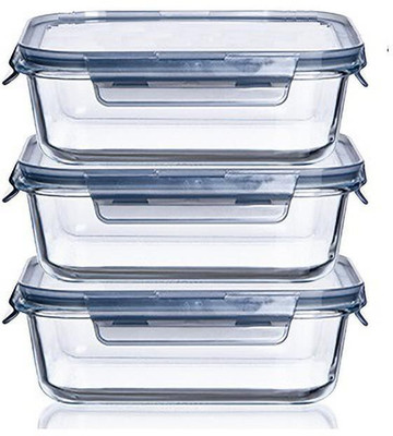 IndusBay Glass Fridge Container  - 600 ml(Pack of 3, Clear)