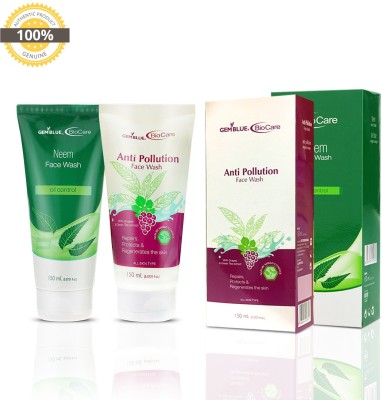 GEMBLUE BIOCARE ANTI POLUTION FACE WASH, 150ML+ NEEM FACEWASH Face Wash(300 ml)