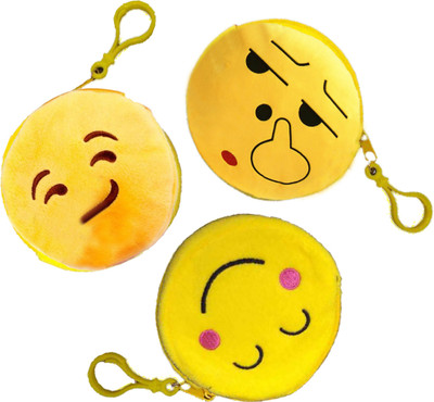 Tickles Soft Smiley Naughty Emoticon Coin Pouch Purse Set of 3 Coin Purse(Pack of 3)