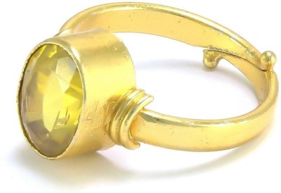 SHYAMKRIPA GEMS 5.25 Carat Original Natural Certified Yellow Sapphire Pukhraj Panchdhatu September Birth Stone Virgo Kanya Rashi Ratan Adjustable Gold Platted Ring 16 – 24 for Men & Women Metal Sapphire Gold Plated Ring