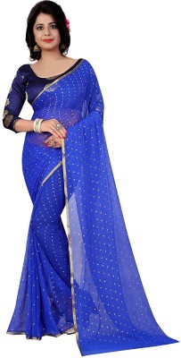 Goripati Fashion Embellished Bollywood Chiffon Saree(Blue)