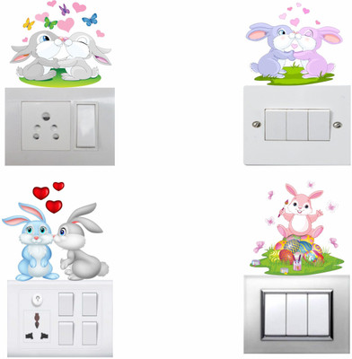 Saiii Designs 12 cm cute rabbits Self Adhesive Sticker(Pack of 1)