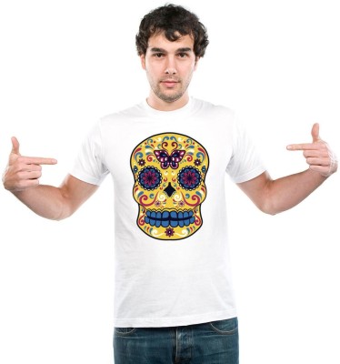 UDNAG Printed Men Round Neck White T-Shirt