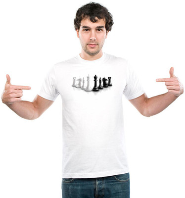 UDNAG Printed Men Round Neck White T-Shirt