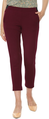 van-heusen-regular-fit-women-maroon-trousers