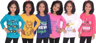 FASHA Girls Casual Cotton Blend Full Sleeve Top(Multicolor, Pack of 6)