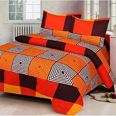 pitit custon 150 TC Polycotton Double Geometric Flat Bedsheet(Pack of 3, 0range)