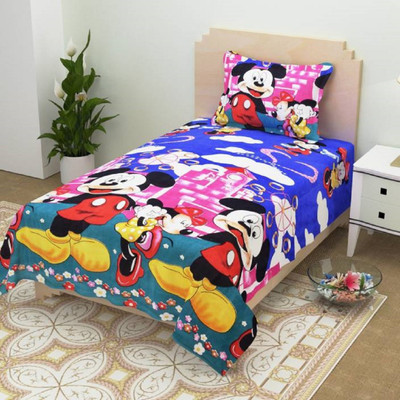Supreme Home Collective 104 TC Microfiber Single Printed Flat Bedsheet(Pack of 1, Blue)