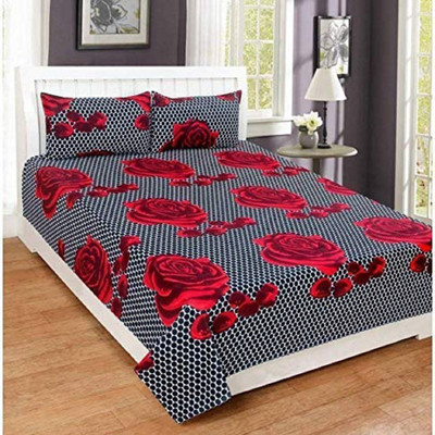 pitit custon 150 TC Polycotton Double Printed Flat Bedsheet(Pack of 1, Black)