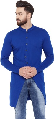 Chill Winston Men Solid Asymmetric Kurta(Blue)