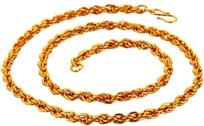 Lucky Jewellery Designer Gold Plated Rope Chain Necklace For Men & Women (60-A3C-2958-G22) Gold-plated Plated Alloy Chain