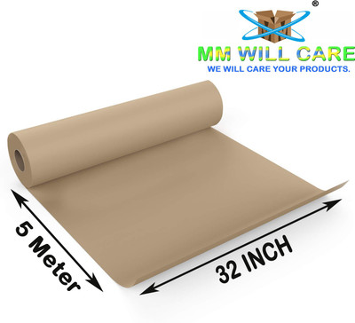MM WILL CARE BROWN PAPER Unruled 32 Inch X 5 Meter 120 gsm Craft paper(Set of 1, Brown)