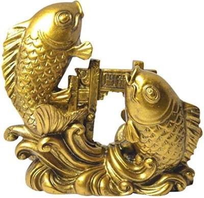 Bansiwal Vastu/Feng Shui Golden Double Fish for Health Wealth & Happiness Decorative Showpiece  -  7.5 cm(Polyresin, Gold)