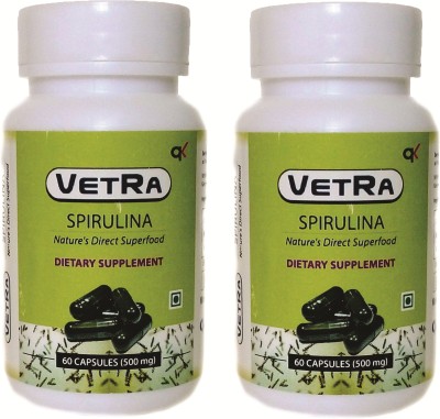 vetra Spirulina Capsules (Pack of 2) - 60 (500 Mg) capsules(2 x 60 Tablets)