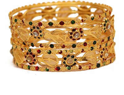 Mannat Collection Alloy Onyx Gold-plated Bangle Set(Pack of 6)