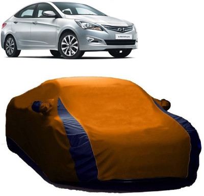 MoTRoX Car Cover For Hyundai Fluidic Verna (Without Mirror Pockets)(Orange, Blue)