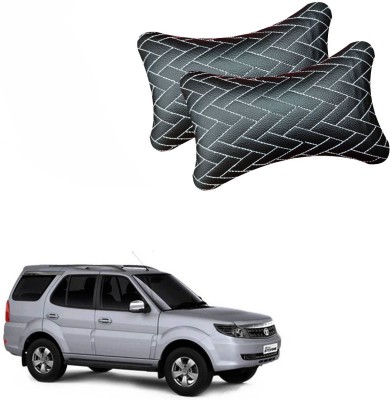 AdroitZ Black Leatherite Car Pillow Cushion for Tata(Rectangular, Pack of 2)