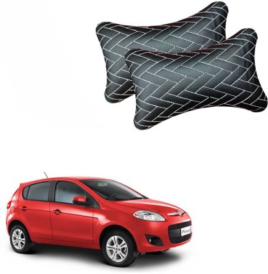 AdroitZ Black Leatherite Car Pillow Cushion for Fiat(Rectangular, Pack of 2)