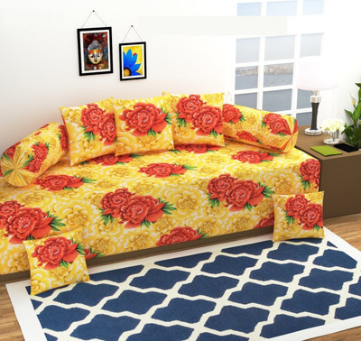 hargunz Polycotton Abstract Diwan Set(Yellow)