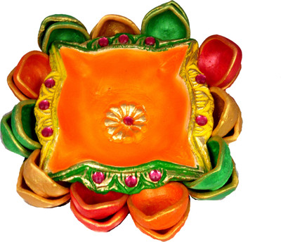 SUNINOW Terracotta (Pack of 21) Table Diya Set(Height: 2 inch)