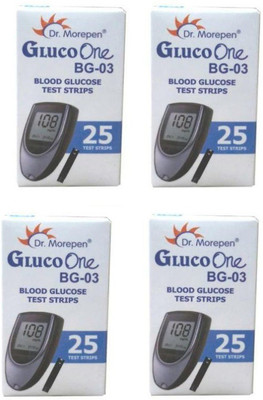 Dr. Morepen GLUCO ONE BG-03 25 PACK OF 4 100 Glucometer Strips