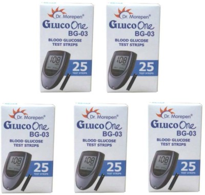 Dr. Morepen GLUCO ONE BG-03 25 PACK OF 5 125 Glucometer Strips