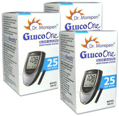 Dr. Morepen GLUCO ONE BG-03 25 PACK OF 3 75 Glucometer Strips
