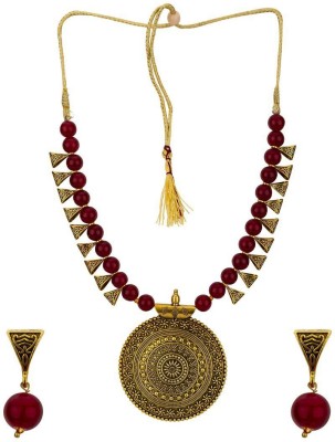 BD SONS Brass, Alloy Maroon, Gold Jewellery Set(Pack of 1)