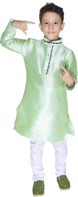 new gen Boys Festive & Party Kurta and Pyjama Set(Light Green Pack of 1)
