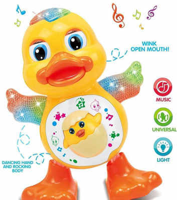 Mother Glory Dancing Duck with Music Flashing Lights and Real Dancing Action(Yellow)
