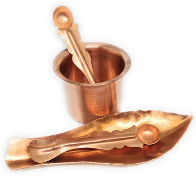 Astrosale Copper Panchpatra with Anchmani for All Pooja Purpose Copper(Brown)