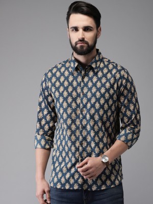 ANOUK Men Printed Casual Dark Blue Shirt