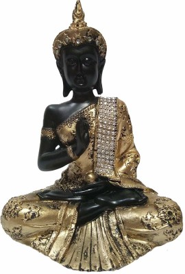 MOZO HUB Gold Resin Meditional Buddha Decorative Showpiece  -  25 cm(Polyresin, Gold, Black)