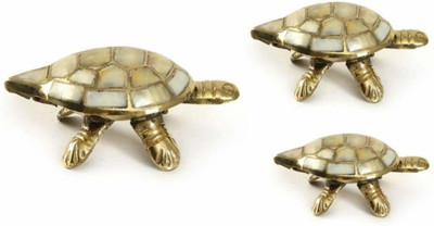 Bansiwal Vastu - Feng Shui Wish Fulfilling Brass Tortoise/Turtle with Secret Decorative Showpiece  -  3 cm(Brass, Gold)