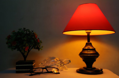 CANDELA Conical Shade Table Lamp (Red) Table Lamp(25 cm, Red)
